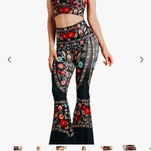 Floral Patterned Bell Bottom Pants